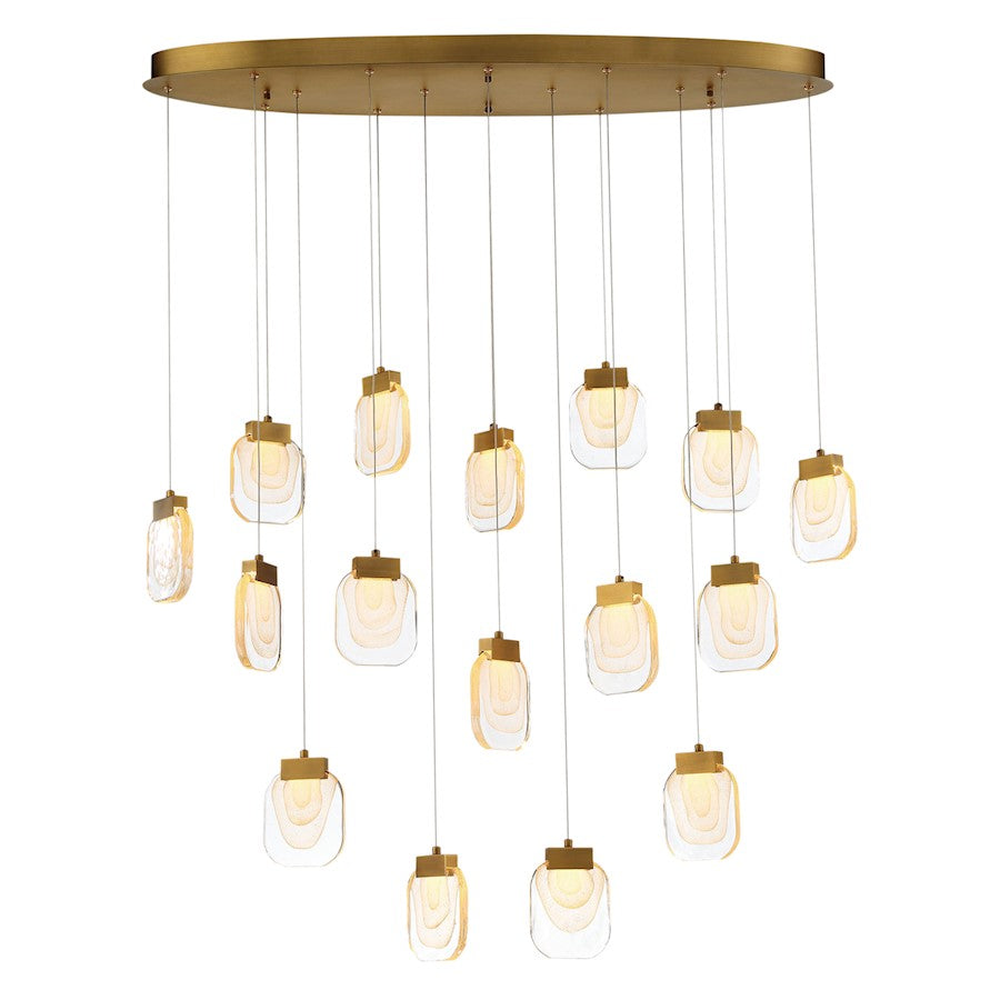 Eurofase Paget 16-Light Oval LED Chandelier, Gold/Clear