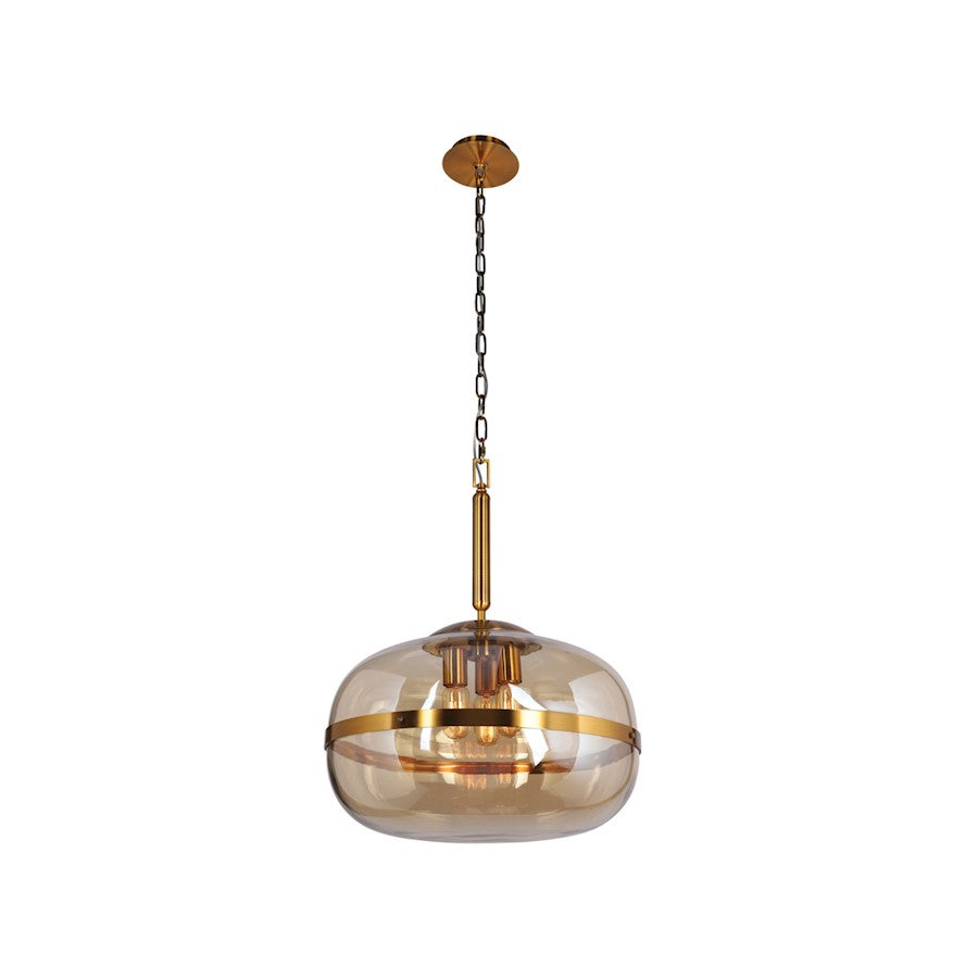 Eurofase Nottingham Pendant, Brass/Tinted Amber
