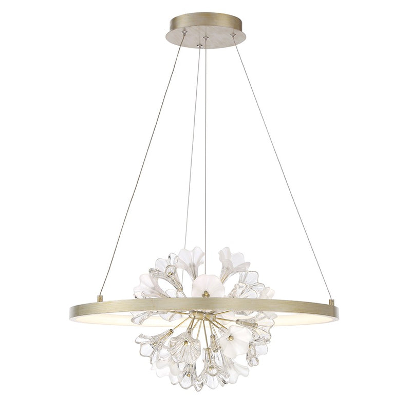Eurofase Clayton LED Chandelier, Silver, Brushed Gold/Clear