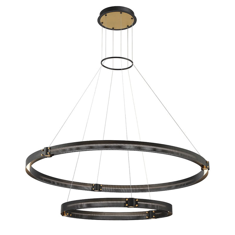 Eurofase Admiral 2-Tier LED Chandelier, Black/Brass/Soft White