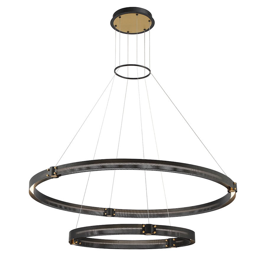 Eurofase Admiral 2-Tier LED Chandelier, Black/Brass/Soft White