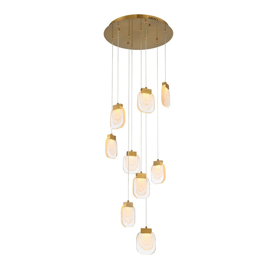 Eurofase 9 Light LED Chandelier, Gold