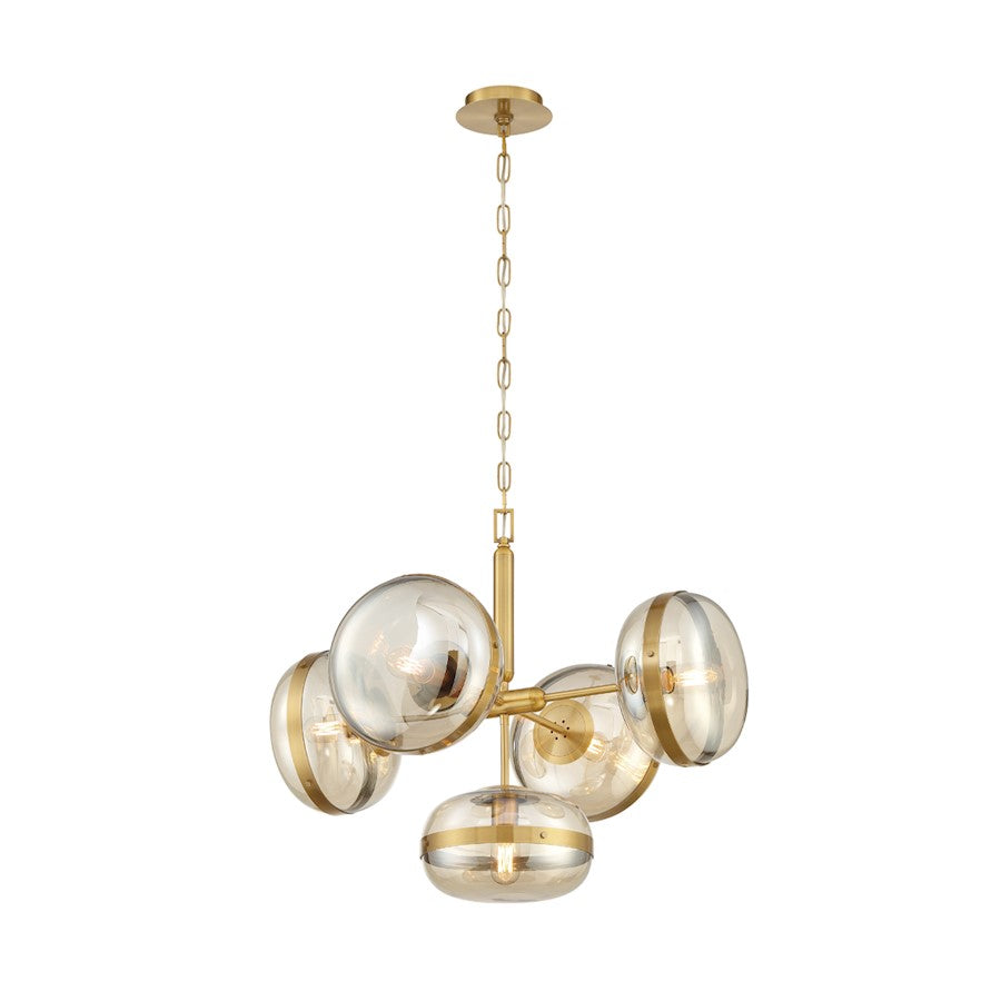 Eurofase 5 Light Chandelier, Ancient Brass/Champagne