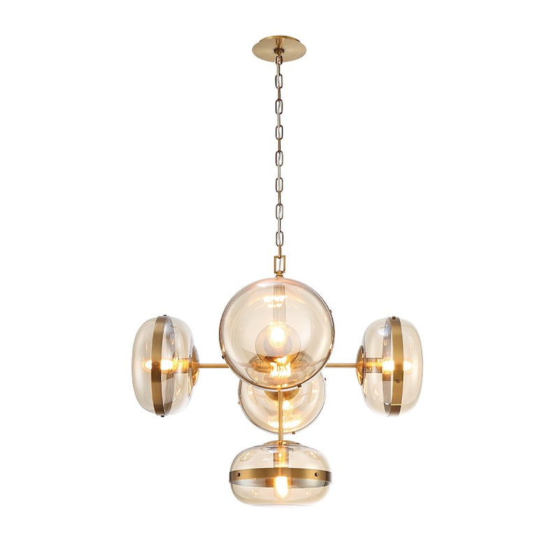 Eurofase 5 Light Chandelier, Ancient Brass/Champagne