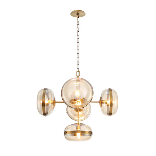 Eurofase 5 Light Chandelier, Ancient Brass/Champagne