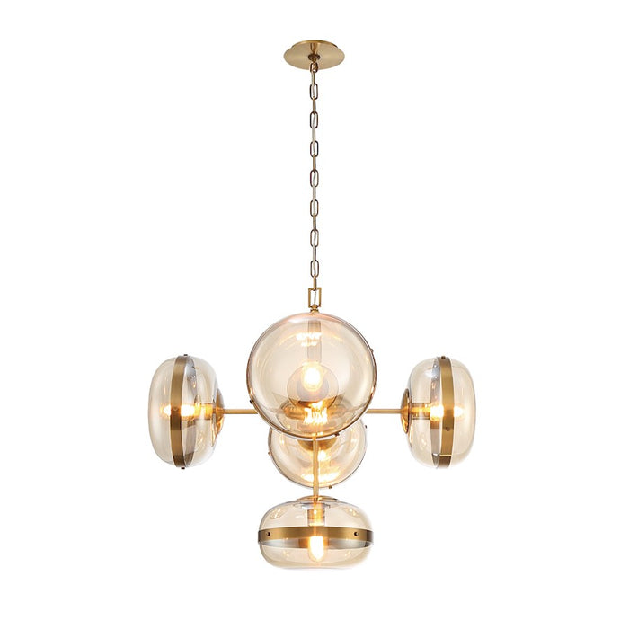 Eurofase 5 Light Chandelier, Ancient Brass/Champagne