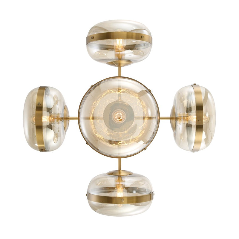Eurofase 5 Light Chandelier, Ancient Brass/Champagne