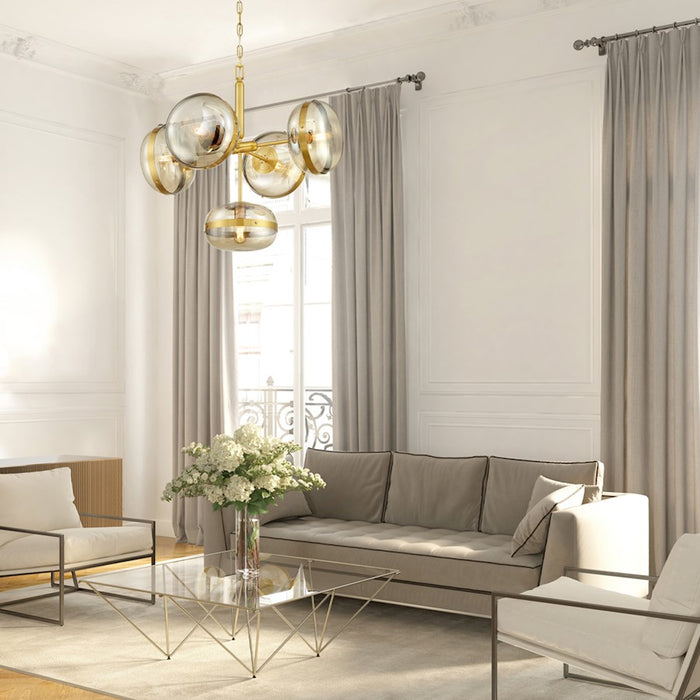 Eurofase 5 Light Chandelier, Ancient Brass/Champagne