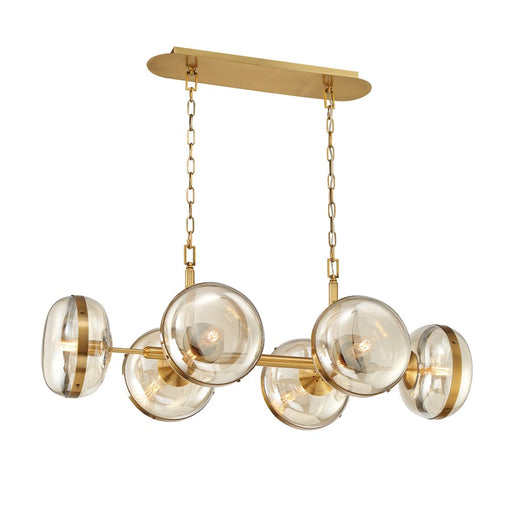 Eurofase 6 Light Oval Chandelier, Ancient Brass/Champagne