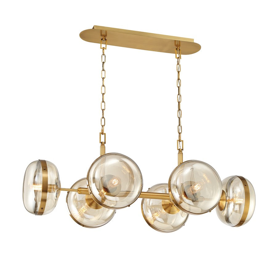 Eurofase 6 Light Oval Chandelier, Ancient Brass/Champagne