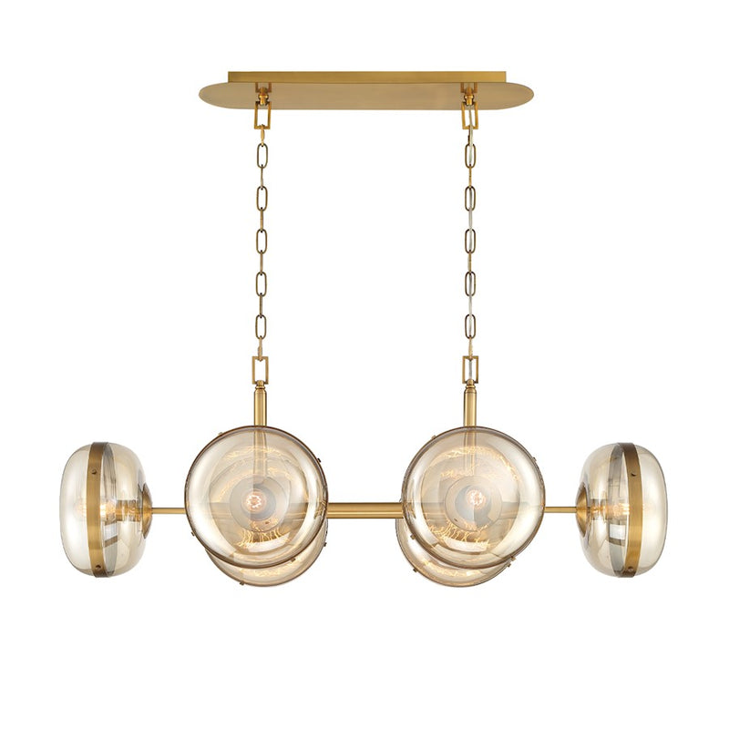 Eurofase 6 Light Oval Chandelier, Ancient Brass/Champagne