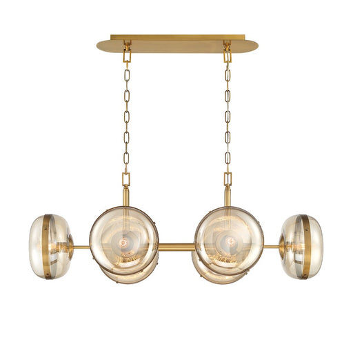 Eurofase 6 Light Oval Chandelier, Ancient Brass/Champagne