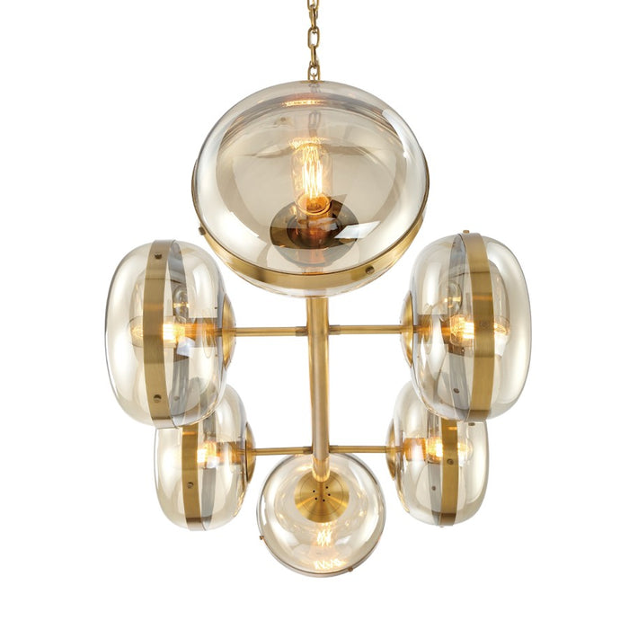 Eurofase 6 Light Oval Chandelier, Ancient Brass/Champagne