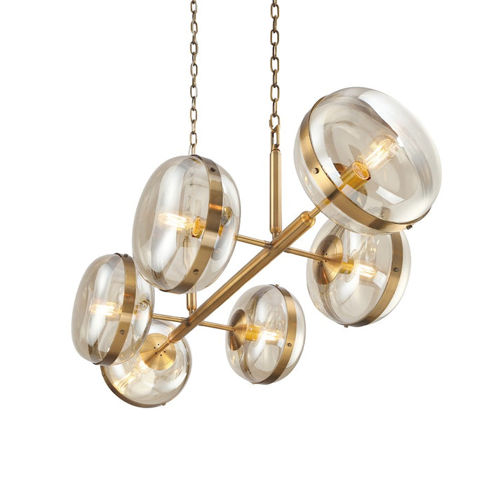 Eurofase 6 Light Oval Chandelier, Ancient Brass/Champagne