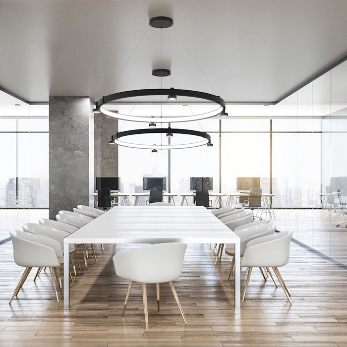 Eurofase Medium INWARD LED Pendant, Matte Black/White