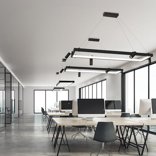 Eurofase Inward Rectangular LED Pendant, Matte Black/White
