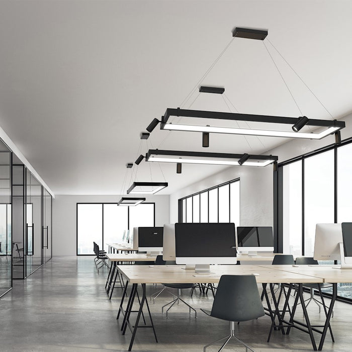 Eurofase Inward Rectangular LED Pendant, Matte Black/White