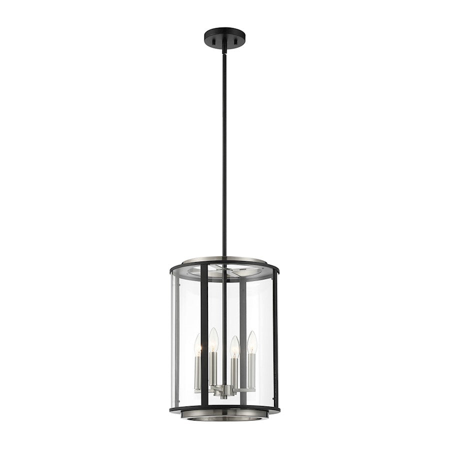 Eurofase Tambouro 4 Light Lantern, Matte Black With Satin Nickel