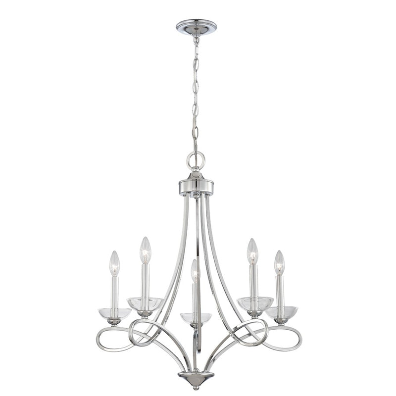 Eurofase Volte 5 Light Chandelier, Chrome