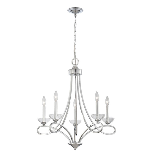 Eurofase Volte 5 Light Chandelier, Chrome