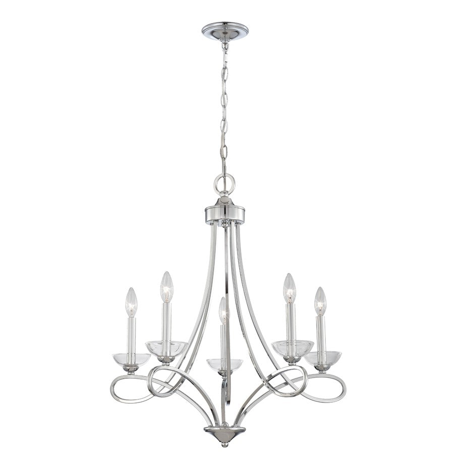 Eurofase Volte 5 Light Chandelier, Chrome