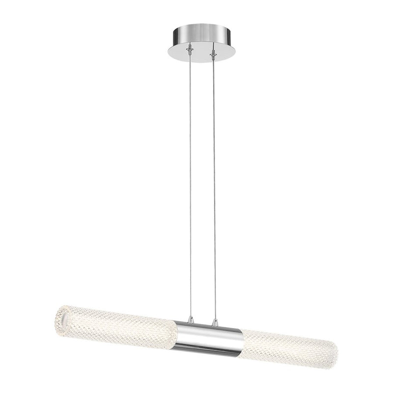 Eurofase Crossley 2 Light Pendant, Chrome/Textured Roll