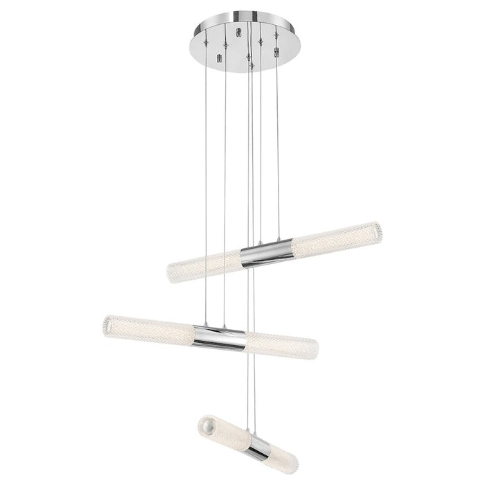 Eurofase Crossley 6 Light Chandelier, Chrome/Textured Roll