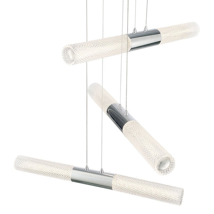 Eurofase Crossley 6 Light Chandelier, Chrome/Textured Roll