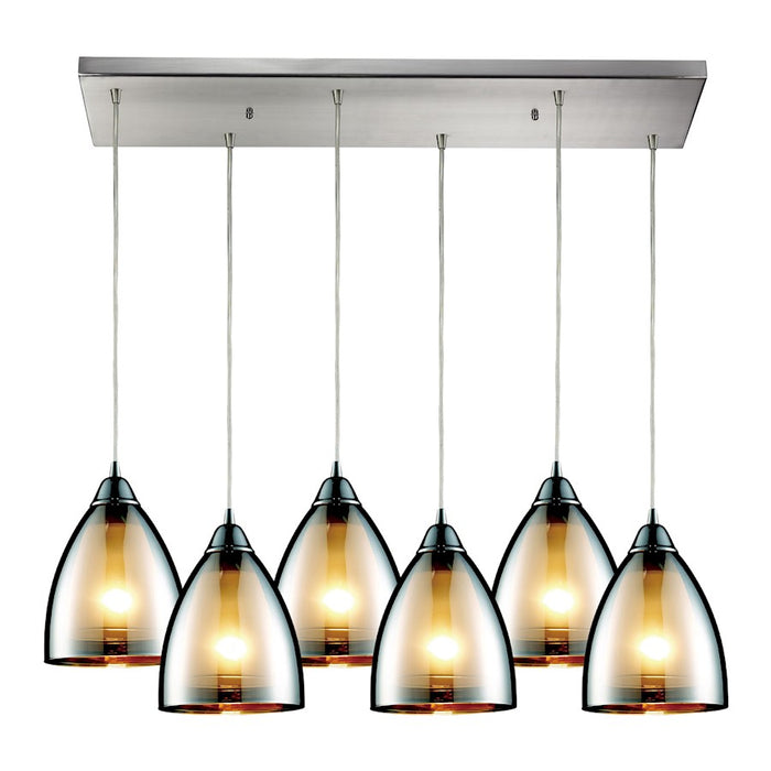 ELK Lighting Reflections 6-Light Rectangular Pendant, Nickel/Chrome