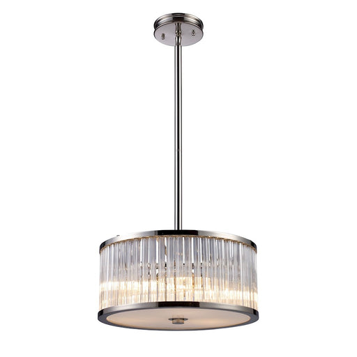 ELK Lighting Braxton Chandelier, Nickel/Ribbed Cylinder