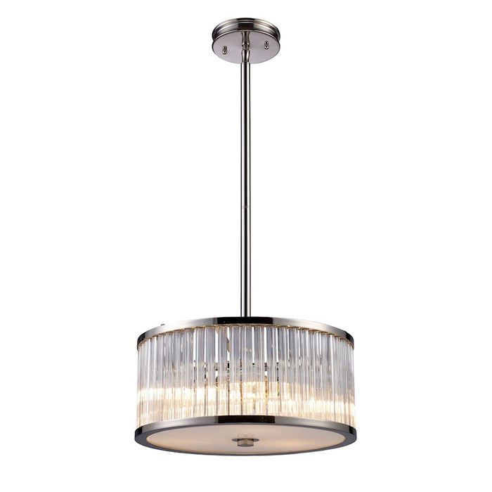 ELK Lighting Braxton Chandelier, Nickel/Ribbed Cylinder