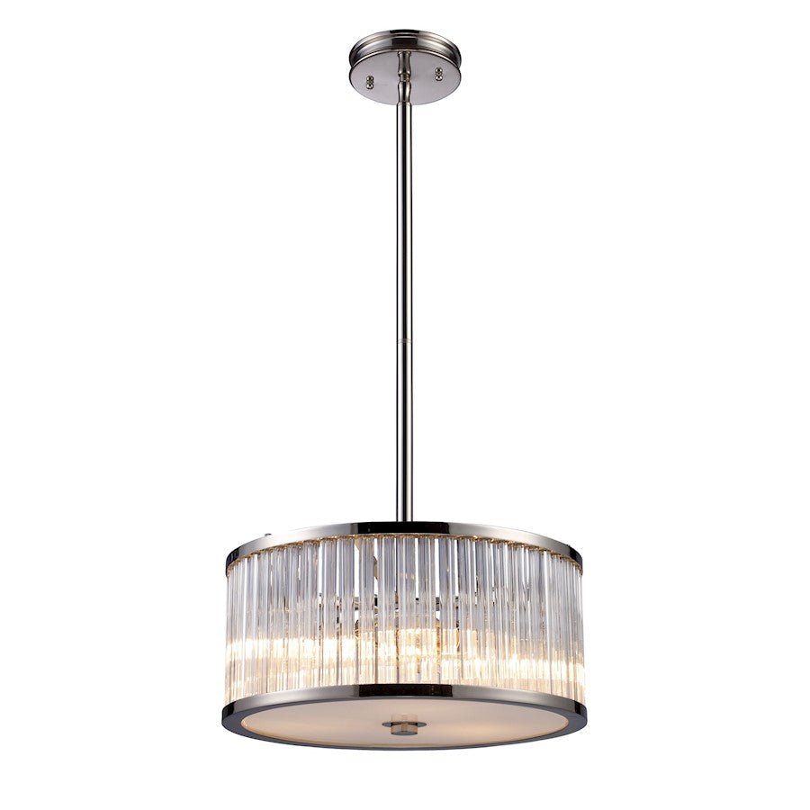 ELK Lighting Braxton Chandelier, Nickel/Ribbed Cylinder