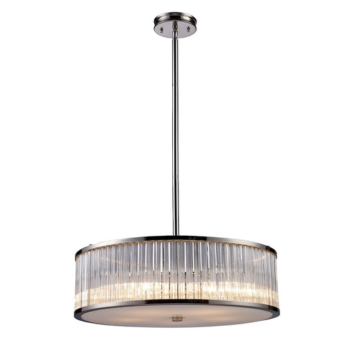 ELK Lighting Braxton 5-Light Chandelier, Nickel/Ribbed Glass Cylinder