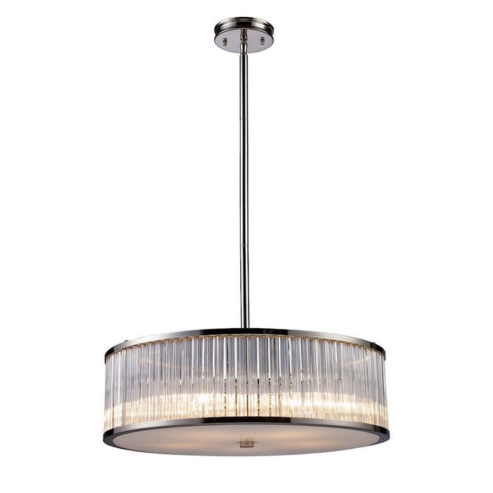 ELK Lighting Braxton 5-Light Chandelier, Nickel/Ribbed Glass Cylinder