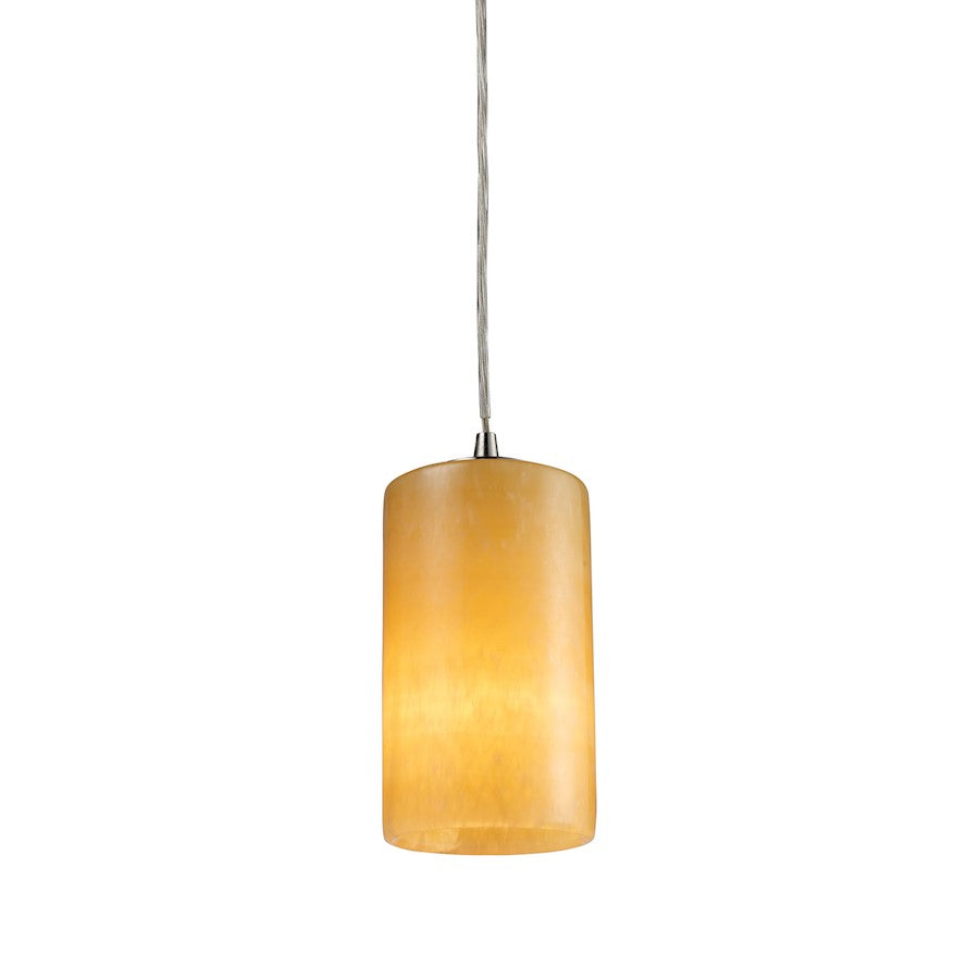 ELK Lighting Piedra 1-Light Mini Pendant, Nickel/Genuine Stone Shade