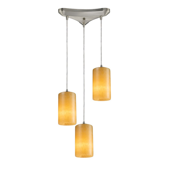 ELK Lighting Piedra 3-Light Triangle Pendant, Nickel/Stone Shades