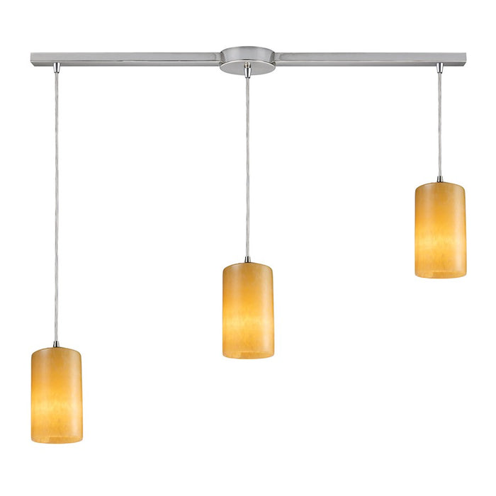 ELK Lighting Piedra 3-Light Linear Pendant, Nickel/Stone Shades
