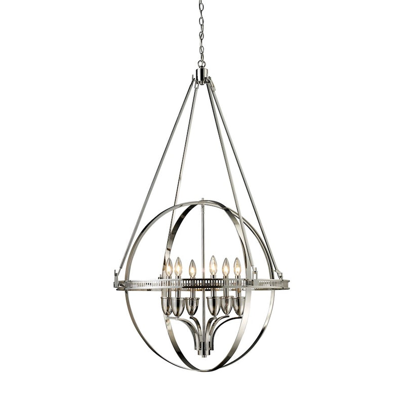 ELK Lighting Hemispheres 6-Light Chandelier, Polished Nickel