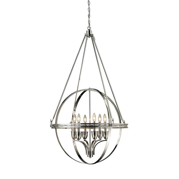 ELK Lighting Hemispheres 6-Light Chandelier, Polished Nickel