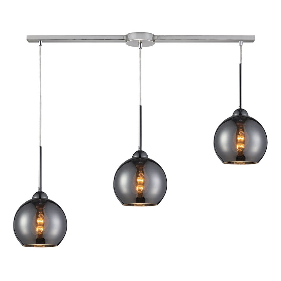 ELK Lighting Cassandra 3-Light Linear Pendant, Chrome