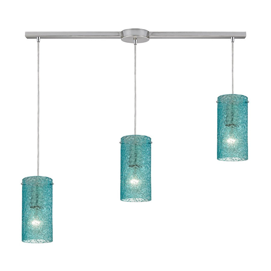 ELK Lighting Ice Fragments 3-Light Linear Pendant, Satin Nickel