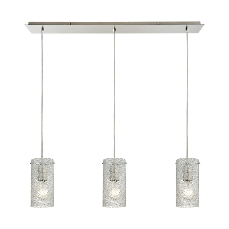ELK Lighting Ice Fragments 3-Light Linear LP Pendant, Nickel/Clear