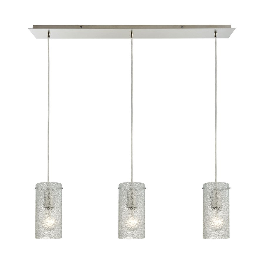 ELK Lighting Ice Fragments 3-Light Linear LP Pendant, Nickel/Clear