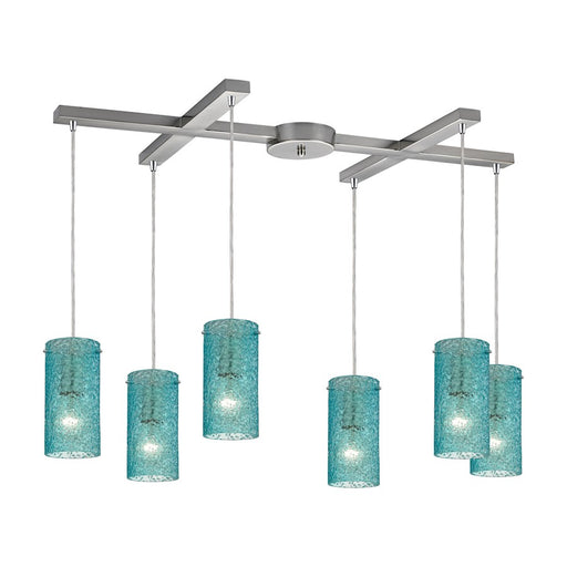 ELK Lighting Ice Fragments 6-Light H-Bar Pendant, Satin Nickel