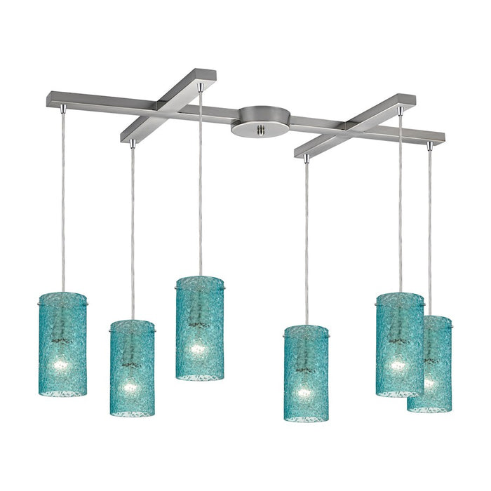 ELK Lighting Ice Fragments 6-Light H-Bar Pendant, Satin Nickel