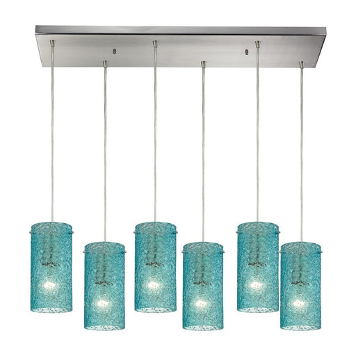 ELK Lighting Ice Fragments 6-Light Rectangle Pendant, Satin Nickel