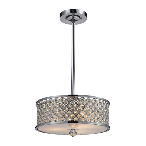 ELK Lighting Genevieve 3-Light Semi Flush, Chrome/Crystal & Mesh Shade