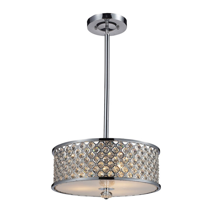 ELK Lighting Genevieve 3-Light Semi Flush, Chrome/Crystal & Mesh Shade