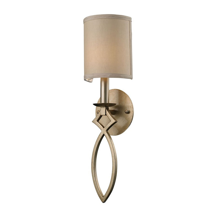 ELK Lighting Estonia 1-Light Wall, Aged Silver/Beige Fabric Half-Shade