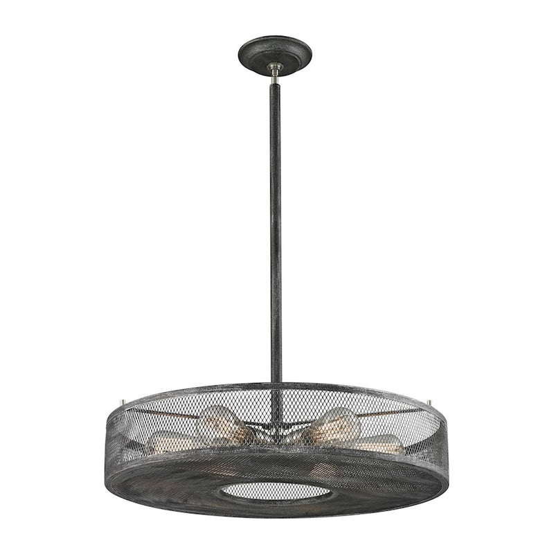 ELK Lighting Slatington 6-Light Chandelier, Nickel & Graphite/Mesh